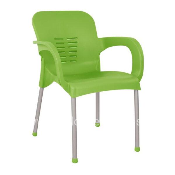 Polypropylene armchair HM5592.07 green color witn aluminum leg 59x58x81 cm.
