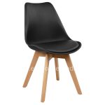 Chair Vegas  wooden legs-black seat 47x56,6x82Υ cm