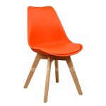 Chair Vegas  wooden legs-orange seat 47x56,6x82Υ cm