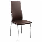 Dining chair Kim  Brown PU with metallic frame 45X55X99 cm