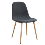 Dining chair Leonardo  with metallic legs and grey fabric 45x54x84Υ cm