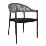 Aluminum Armchair Grey  with Round Wicker Light Grey 56x55x76 cm