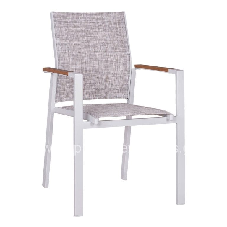 ΠΟΛΥΘΡΟΝΑ ΑΛΟΥΜΙΝΙΟΥ MILLER HM5406 ΛΕΥΚΗ ΜΕ ΓΚΡΙ TEXTILENE & POLYWOOD 56x57x90Υ εκ.