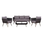 Set Living Room 4 pieces Aluminum with Wicker Grey