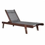 Professional Sunbed Oak Creta Walnut and Grey Cover  202,5x66,5x30,5cm