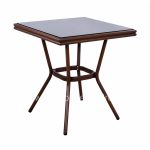 Aluminum Table 70X70X76 Bamboo Look  Brown with Glass