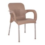 Armchair Polypropylene  Cappuccino color with aluminum leg 59x58x81 cm.