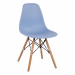 Chair with wooden legs and seat Twist PP Light Blue  46x50x82 cm
