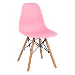 Chair with wooden legs and seat Twist PP Pink  46x50x82 cm