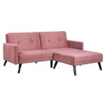 CORNER SOFA BED VELVET DUSTY PINK WITH FOOTREST 211X158X83Y cm.