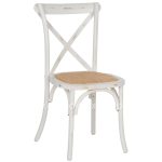 Chair Owen Stackable Wooden from Beech wood White Wash Color with crossed back  45x55,5x90 cm