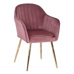 VELVET ARMCHAIR SAWYER  IN DUSTY PINK WITH GOLDEN LEGS 55x60x83 cm