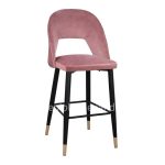 Bar Stool Harper  Velvet Rotten Apple with metallic Frame 50Χ51Χ111cm