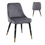 Chair Serentiy  from velvet Grey with metallic frame 51x58x83cm