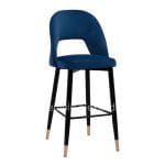 Bar Stool Harper  Velvet Blue in metallic frame 50x51x111cm