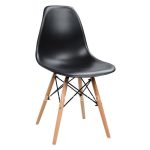 Chair with wooden legs and seat Twist PP black  46x50x82 cm