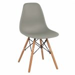 Chair with wooden legs and seat Twist PP Grey  46x50x82 cm
