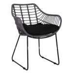 Metallic armchair  Grey Mocha matte with wicker 60x56x84cm