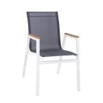 Aluminum Armchair  White with grey textline & polywood 53x67x87 cm