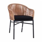 Aluminium Armchair  Anthracite with beige Wicker 57x58x77cm