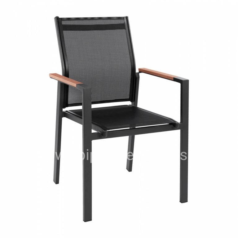 ΠΟΛΥΘΡΟΝΑ ΑΛΟΥΜΙΝΙΟΥ MILLER HM5406.10 ΓΚΡΙ ΜΕ TEΧ/NE ΜΑΥΡΟ & POLYWOOD 55x60x90Υεκ.