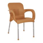 Polypropylene armchair  wood color with aluminum leg 59x58x81 cm.