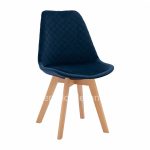 Chair Venice with wooden legs & velvet blue  49x56x84 cm.