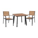 Set 3 pieces Table & Aluminum armchairs in grey color HM10537.02