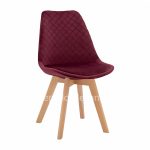 Chair Venice with wooden legs & Burgundy red velvet  49x56x84 cm.