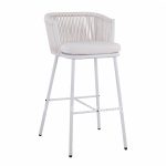 Stool with metallic frame and rope white  46x54x101 cm