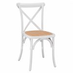 Wooden chair Owen Stackable from beech wood in white color with crossed back  48x53x90 cm