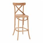 Wooden Bar stool  beech wood in natural color with polywood seat 46x46x109cm
