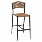 CHARCOAL ALUMINUM BAR STOOL WITH PE ROPE BEIGE  45,5x56x111 cm.
