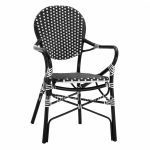 ALUMINUM ARMCHAIR BAMBOO LOOK WITH BLACK WHITE WICKER  56X63X96Y cm.