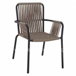 ALUMINUM CHAIR ARMCHAIR WITH WIDE ROPE CAPPUCCINO  56x58x85 cm.