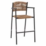 CHARCOAL ALUMINUM BAR STOOL WITH BEIGE ROPE  55,5x58x107 cm.