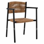 CHARCOAL ALUMINUM ARMCHAIR WITH BEIGE PE ROPE  55,5x50x77,5 cm.