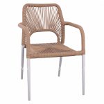 WHITE ALUMINUM ARMCHAIR WITH BEIGE PE ROPE  55Χ63Χ82 cm.