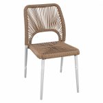 WHITE ALUMINUM CHAIR WITH PE ROPE BEIGE  45x63x82Y cm.