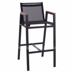 CHARCOAL ALUMINUM BAR STOOL WITH POLYWOOD 52 x 58 x 108 cm.