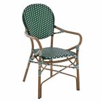 BAMBOO LOOK ALUMINUM ARMCHAIR WITH WICKER WHITE GREEN  56x59x98 cm.