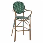 ALUMINUM STOOL BAMBOO LOOK WITH WICKER GREEN WHITE  56x60x126 cm.