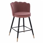 MEDIUM HEIGHT STOOL  VELVET DUSTY PINK METAL FRAME 50x50x90 cm.