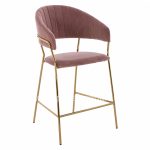 MEDIUM HEIGHT STOOL  VELVET DUSTY PINK GOLDEN FRAME 60x55x100Y cm.