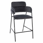 MEDIUM HEIGHT STOOL  GRAY VELVET WITH METAL FRAME 54x58x95Y cm.