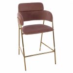 MEDIUM HEIGHT STOOL  VELVET DUSTY PINK GOLDEN FRAME 54x58x95Y cm.