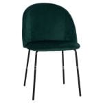 CHAIR VELVET CYPPRESS GREEN AND METAL LEGS BLACK MATTE