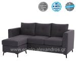 ΚΑΝΑΠΕΣ ΓΩΝΙΑ ΑΝΑΣΤΡΕΨΙΜΗ PONZA ΥΦΑΣΜΑ ΑΛΕΚΙΑΣΤΟ ΓΚΡΙ 200x140x88Υεκ. HM3251.01