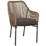 ARMCHAIR ALUMINUM  CHARCOAL GREY WITH WICKER ROPE PE 56x66x82