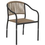 ARMCHAIR ALUMINUM  CHARCOAL GREY WITH PE WICKER ROPE 57x63x80H